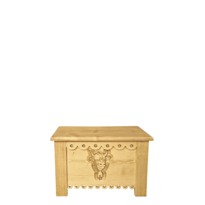 Coffre en Pin Massif Sculpté Vache 70 cm Les Coffres meublespin.fr - mobilier et de décoration de style montagne ou chalet- meubles en pin, mobilier en bois massif de qualité, canapés convertibles - https://meublespin.fr