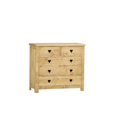 Commode 5 Tiroirs en Pin Massif 100 cm « Exclusivité WEB » Chamonix meublespin.fr - mobilier et de décoration de style montagne ou chalet- meubles en pin, mobilier en bois massif de qualité, canapés convertibles - https://meublespin.fr