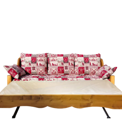 Canapé Gigogne Jura en Pin Massif – Tissu Faucigny Canapés Gigognes en Bois Massif meublespin.fr - mobilier et de décoration de style montagne ou chalet- meubles en pin, mobilier en bois massif de qualité, canapés convertibles - https://meublespin.fr