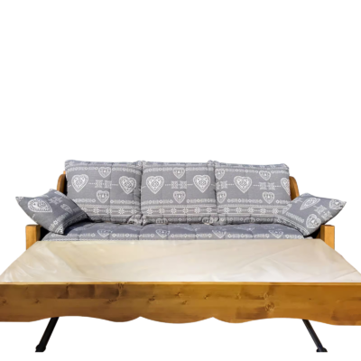 Canapé Gigogne Jura en Pin Massif – Tissu Ontario gris à l&rsquo;envers Canapés Gigognes en Bois Massif meublespin.fr - mobilier et de décoration de style montagne ou chalet- meubles en pin, mobilier en bois massif de qualité, canapés convertibles - https://meublespin.fr