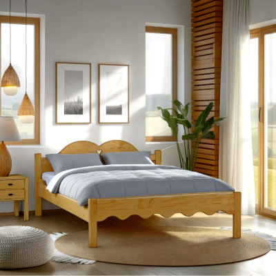 Lit en Pin Massif Chamonix pied bas 140 x 190 cm Chamonix meublespin.fr - mobilier et de décoration de style montagne ou chalet- meubles en pin, mobilier en bois massif de qualité, canapés convertibles - https://meublespin.fr