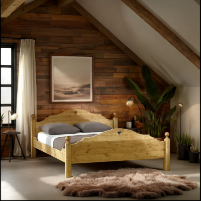 Lit en pin massif Chamonix 140 x 190 cm Chamonix meublespin.fr - mobilier et de décoration de style montagne ou chalet- meubles en pin, mobilier en bois massif de qualité, canapés convertibles - https://meublespin.fr