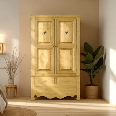 Armoire 2 Portes + 3 Tiroirs en Bois Chamonix « Exclusivité WEB » Armoires en bois massif meublespin.fr - mobilier et de décoration de style montagne ou chalet- meubles en pin, mobilier en bois massif de qualité, canapés convertibles - https://meublespin.fr