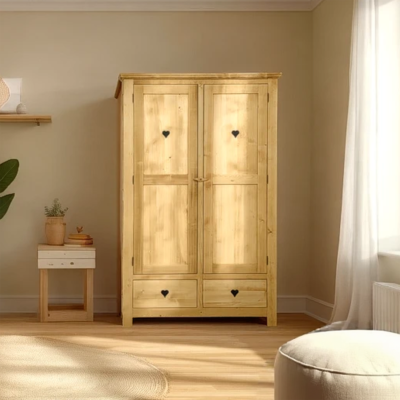 Armoire 2 Portes 2 Tiroirs Chamonix en Pin Massif « Exclusivité WEB » Armoires en bois massif meublespin.fr - mobilier et de décoration de style montagne ou chalet- meubles en pin, mobilier en bois massif de qualité, canapés convertibles - https://meublespin.fr