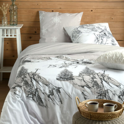 Housse de Couette et deux taies 100% Coton – Refuge gris Les Housses de Couettes meublespin.fr - mobilier et de décoration de style montagne ou chalet- meubles en pin, mobilier en bois massif de qualité, canapés convertibles - https://meublespin.fr