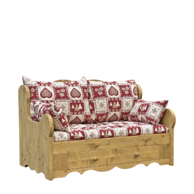 Canapé Fixe 2 Places en Pin Massif – Chatel chenillet Chamonix meublespin.fr - mobilier et de décoration de style montagne ou chalet- meubles en pin, mobilier en bois massif de qualité, canapés convertibles - https://meublespin.fr