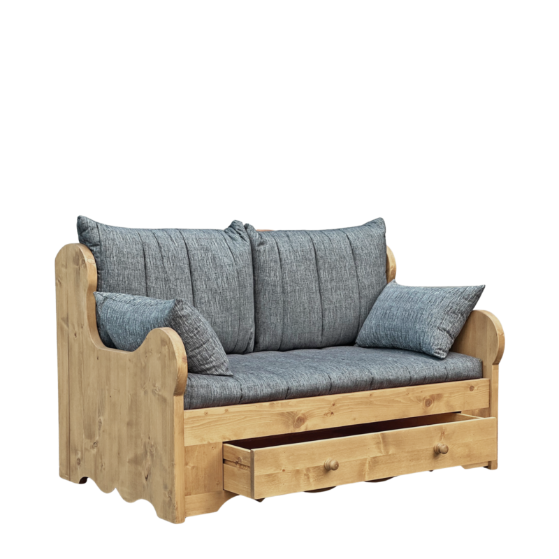 Canapé Fixe 2 Places en Pin Massif – Lissieu Anthracite Chamonix meublespin.fr - mobilier et de décoration de style montagne ou chalet- meubles en pin, mobilier en bois massif de qualité, canapés convertibles - https://meublespin.fr