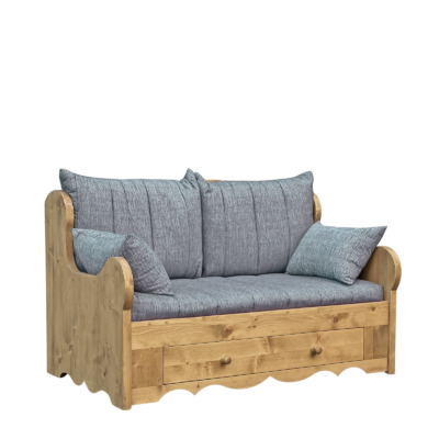 Canapé Fixe 2 Places en Pin Massif – Lissieu Gris Chamonix meublespin.fr - mobilier et de décoration de style montagne ou chalet- meubles en pin, mobilier en bois massif de qualité, canapés convertibles - https://meublespin.fr