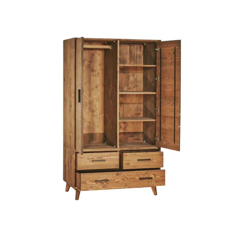 Armoire 2 Portes et 3 tiroirs en Pin Massif – Avignon Armoires en bois massif meublespin.fr - mobilier et de décoration de style montagne ou chalet- meubles en pin, mobilier en bois massif de qualité, canapés convertibles - https://meublespin.fr
