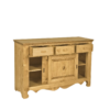Buffet bas 2 Portes Coulissantes et 3 Tiroirs 140cm Buffets & bahuts en bois massif meublespin.fr - mobilier et de décoration de style montagne ou chalet- meubles en pin, mobilier en bois massif de qualité, canapés convertibles - https://meublespin.fr