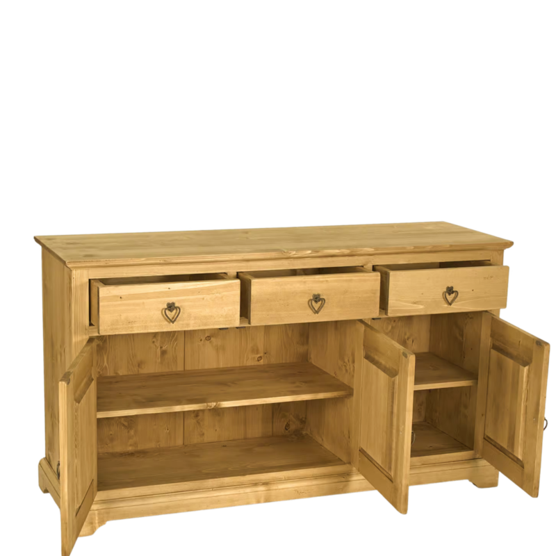 Buffet Bas Chalet Sculpté 3 Portes + 3 Tiroirs en Pin Massif 153 cm Buffets & bahuts en bois massif meublespin.fr - mobilier et de décoration de style montagne ou chalet- meubles en pin, mobilier en bois massif de qualité, canapés convertibles - https://meublespin.fr