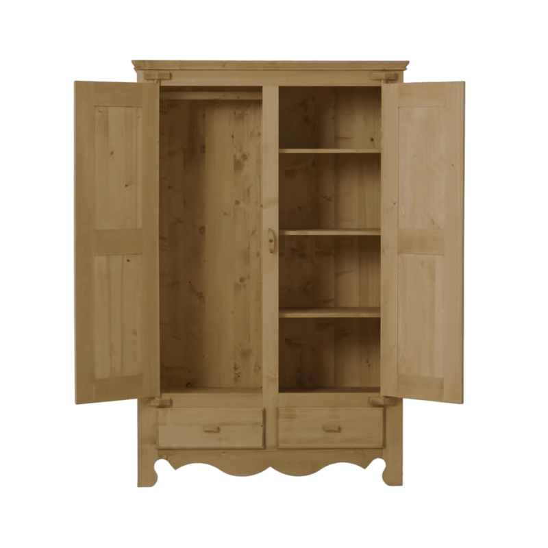 Armoire 2 Portes 2 Tiroirs Chamonix en Pin Massif Chamonix meublespin.fr - mobilier et de décoration de style montagne ou chalet- meubles en pin, mobilier en bois massif de qualité, canapés convertibles - https://meublespin.fr