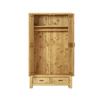 Armoire 2 Portes Battantes et 2 Tiroirs Morzine en Pin Massif Armoires en bois massif meublespin.fr - mobilier et de décoration de style montagne ou chalet- meubles en pin, mobilier en bois massif de qualité, canapés convertibles - https://meublespin.fr