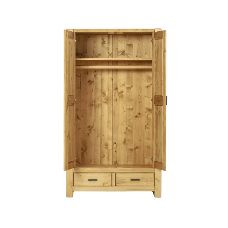 Armoire 2 Portes Battantes et 2 Tiroirs Morzine en Pin Massif Armoires en bois massif meublespin.fr - mobilier et de décoration de style montagne ou chalet- meubles en pin, mobilier en bois massif de qualité, canapés convertibles - https://meublespin.fr