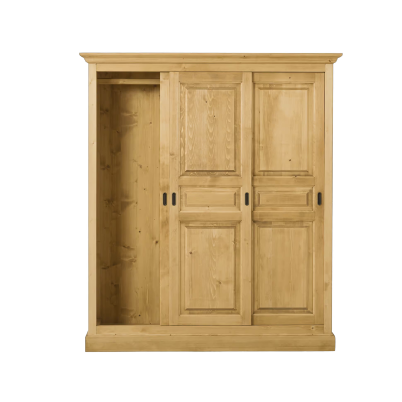 Armoire 3 Portes Coulissantes en Pin Massif Armoires en bois massif meublespin.fr - mobilier et de décoration de style montagne ou chalet- meubles en pin, mobilier en bois massif de qualité, canapés convertibles - https://meublespin.fr