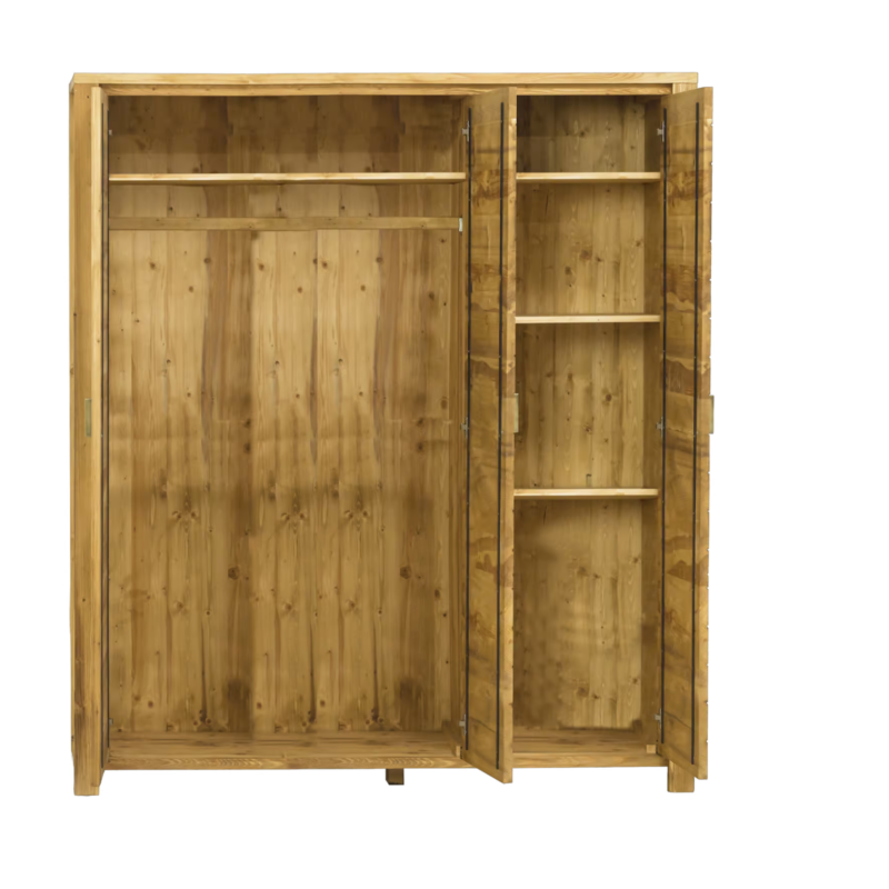 Armoire 3 Portes en Pin Brossé Montana Armoires en bois massif meublespin.fr - mobilier et de décoration de style montagne ou chalet- meubles en pin, mobilier en bois massif de qualité, canapés convertibles - https://meublespin.fr