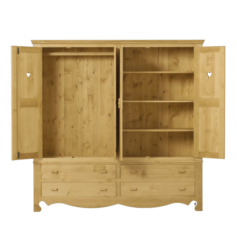 Armoire 4 Portes et 4 Tiroirs Chamonix en Pin Massif Chamonix meublespin.fr - mobilier et de décoration de style montagne ou chalet- meubles en pin, mobilier en bois massif de qualité, canapés convertibles - https://meublespin.fr
