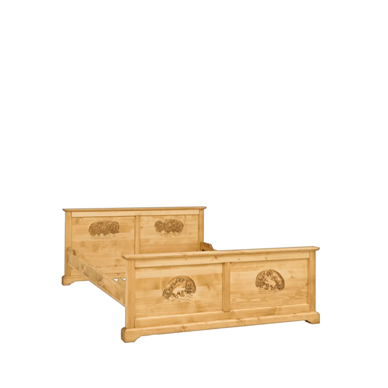 Lit Chalet Sculpté en Pin Massif 160 x 200 cm Chalet meublespin.fr - mobilier et de décoration de style montagne ou chalet- meubles en pin, mobilier en bois massif de qualité, canapés convertibles - https://meublespin.fr