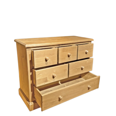 Commode 6 Tiroirs Chamonix en Pin Massif 120 cm Chamonix meublespin.fr - mobilier et de décoration de style montagne ou chalet- meubles en pin, mobilier en bois massif de qualité, canapés convertibles - https://meublespin.fr