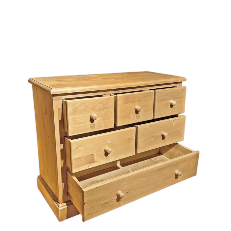 Commode 6 Tiroirs Chamonix en Pin Massif 120 cm Chamonix meublespin.fr - mobilier et de décoration de style montagne ou chalet- meubles en pin, mobilier en bois massif de qualité, canapés convertibles - https://meublespin.fr