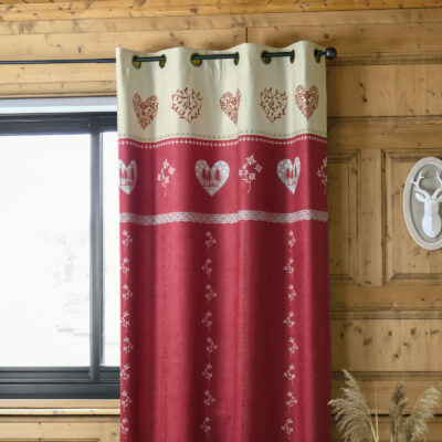 Rideau à oeillets Modane rouge Les Rideaux meublespin.fr - mobilier et de décoration de style montagne ou chalet- meubles en pin, mobilier en bois massif de qualité, canapés convertibles - https://meublespin.fr
