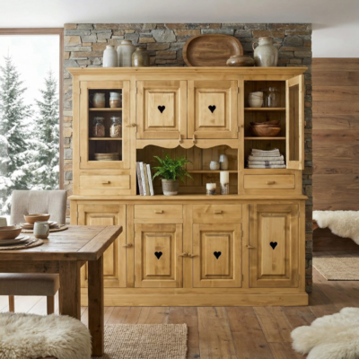 Vaisselier Chamonix 8 Portes et 4 Tiroirs en Pin Massif Chamonix meublespin.fr - mobilier et de décoration de style montagne ou chalet- meubles en pin, mobilier en bois massif de qualité, canapés convertibles - https://meublespin.fr