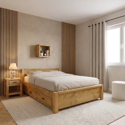 Lit 4 Tiroirs en Bois Pin Massif 140 x 190 cm – Morzine Morzine meublespin.fr - mobilier et de décoration de style montagne ou chalet- meubles en pin, mobilier en bois massif de qualité, canapés convertibles - https://meublespin.fr