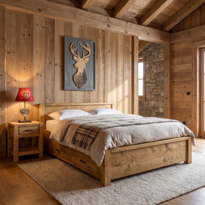Lit 4 Tiroirs en Bois Pin Massif 140 x 190 cm – Morzine Morzine meublespin.fr - mobilier et de décoration de style montagne ou chalet- meubles en pin, mobilier en bois massif de qualité, canapés convertibles - https://meublespin.fr