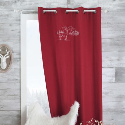 Rideau à oeillets Planay rouge Les Rideaux meublespin.fr - mobilier et de décoration de style montagne ou chalet- meubles en pin, mobilier en bois massif de qualité, canapés convertibles - https://meublespin.fr