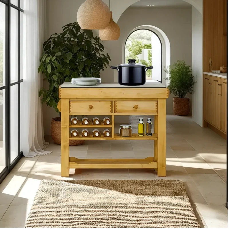 Billot de cuisine double face en pin massif 106 cm « Exclusivité WEB » Chamonix meublespin.fr - mobilier et de décoration de style montagne ou chalet- meubles en pin, mobilier en bois massif de qualité, canapés convertibles - https://meublespin.fr
