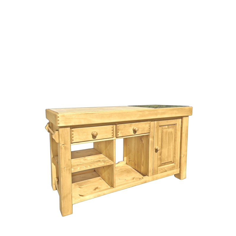 Billot de cuisine 2 tiroirs + 2 portes (Double face) 135 cm – Exclusivité WEB - meublespin.fr - Chamonix Billot de cuisine 2 tiroirs + 2 portes (Double face) 135 cm – Exclusivité WEB Chamonix meublespin.fr - mobilier et de décoration de style montagne ou chalet- meubles en pin, mobilier en bois massif de qualité, canapés convertibles - https://meublespin.fr