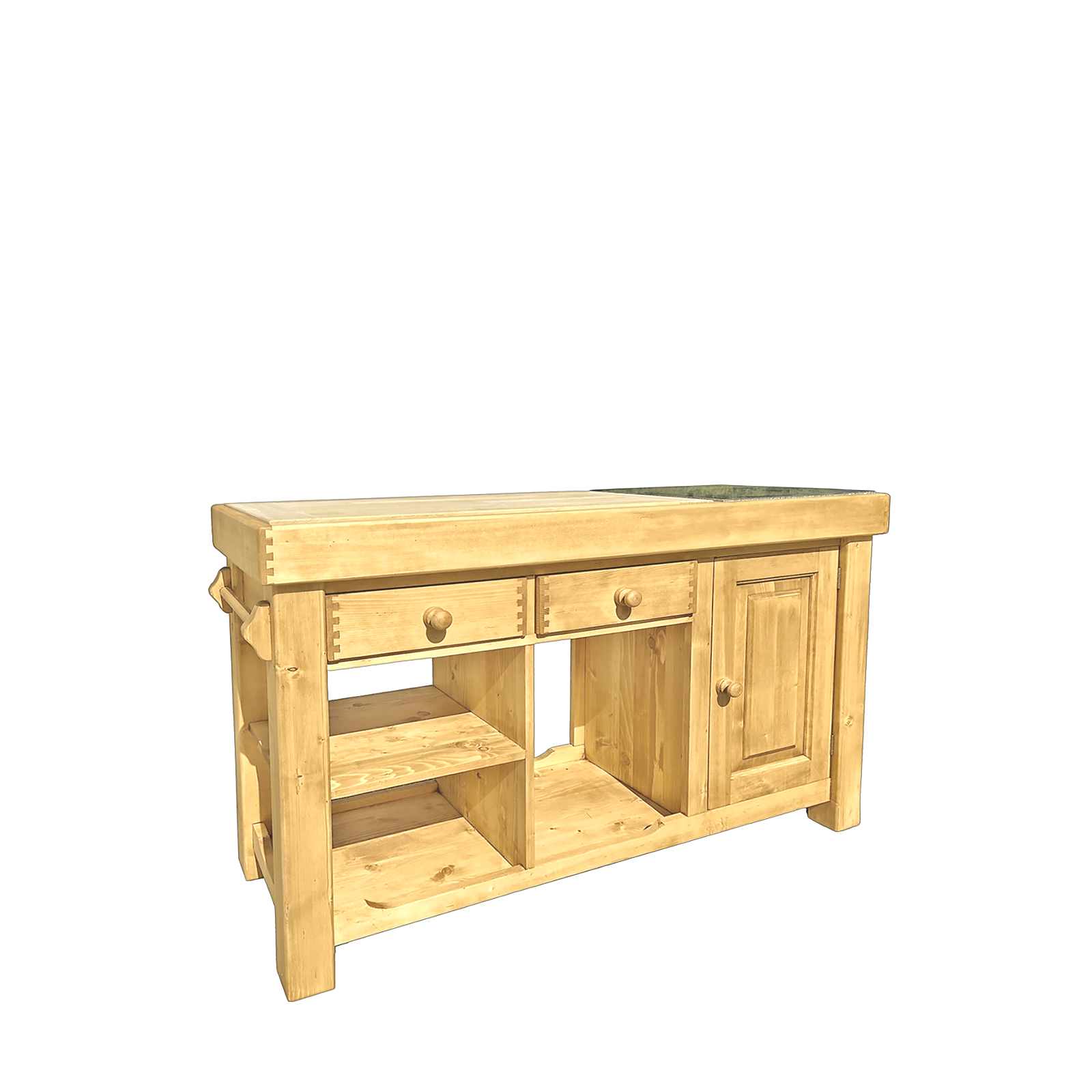 Billot de cuisine 2 tiroirs + 2 portes (Double face) 135 cm – Exclusivité WEB - meublespin.fr - Chamonix Billot de cuisine 2 tiroirs + 2 portes (Double face) 135 cm – Exclusivité WEB Chamonix meublespin.fr - mobilier et de décoration de style montagne ou chalet- meubles en pin, mobilier en bois massif de qualité, canapés convertibles - https://meublespin.fr