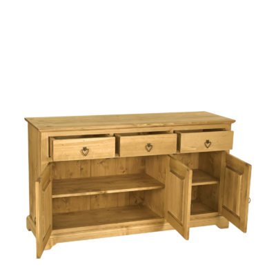 Buffet Bas Chalet Sculpté 3 Portes + 3 Tiroirs en Pin Massif 153 cm Buffets & bahuts en bois massif meublespin.fr - mobilier et de décoration de style montagne ou chalet- meubles en pin, mobilier en bois massif de qualité, canapés convertibles - https://meublespin.fr