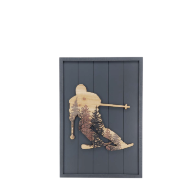 Cadre Déco en Bois Modèle skieur 48 x 72 cm Cadres et déco meublespin.fr - mobilier et de décoration de style montagne ou chalet- meubles en pin, mobilier en bois massif de qualité, canapés convertibles - https://meublespin.fr