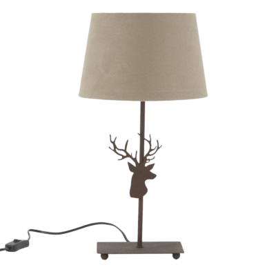 Lampe tête de cerf métal – h47 – Ø 25 cm Lampes à poser meublespin.fr - mobilier et de décoration de style montagne ou chalet- meubles en pin, mobilier en bois massif de qualité, canapés convertibles - https://meublespin.fr