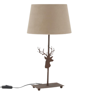 Lampe tête de cerf métal – h47 – Ø 25 cm Lampes à poser meublespin.fr - mobilier et de décoration de style montagne ou chalet- meubles en pin, mobilier en bois massif de qualité, canapés convertibles - https://meublespin.fr