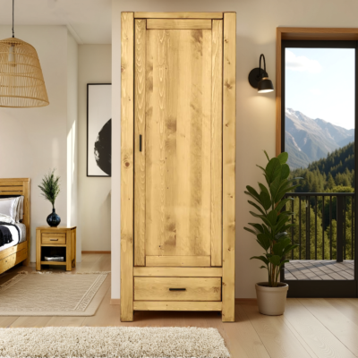 Bonnetière 1 Porte et 1 Tiroir Morzine en Pin Massif Armoires en bois massif meublespin.fr - mobilier et de décoration de style montagne ou chalet- meubles en pin, mobilier en bois massif de qualité, canapés convertibles - https://meublespin.fr