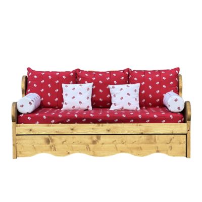 Canapé Montagne fixe 4 places en Pin Massif – Edelweiss rouge - meublespin.fr - Canapés fixes Canapé Montagne fixe 4 places en Pin Massif – Edelweiss rouge Canapés fixes meublespin.fr - mobilier et de décoration de style montagne ou chalet- meubles en pin, mobilier en bois massif de qualité, canapés convertibles - https://meublespin.fr