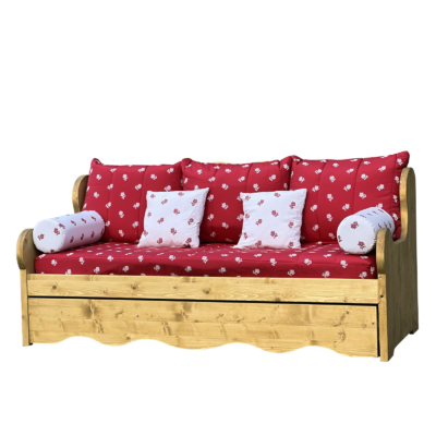 Canapé Montagne fixe 4 places en Pin Massif – Edelweiss rouge - meublespin.fr - Canapés fixes Canapé Montagne fixe 4 places en Pin Massif – Edelweiss rouge Canapés fixes meublespin.fr - mobilier et de décoration de style montagne ou chalet- meubles en pin, mobilier en bois massif de qualité, canapés convertibles - https://meublespin.fr