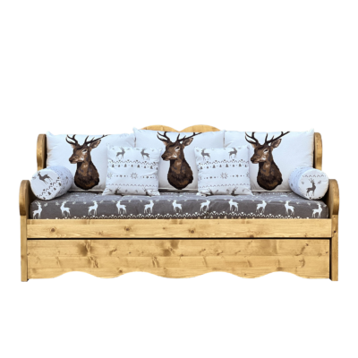 Canapé Montagne Gigogne en Pin Massif – Grand cerf gris - meublespin.fr - Canapés Gigognes en Bois Massif Canapé Montagne Gigogne en Pin Massif – Grand cerf gris Canapés Gigognes en Bois Massif meublespin.fr - mobilier et de décoration de style montagne ou chalet- meubles en pin, mobilier en bois massif de qualité, canapés convertibles - https://meublespin.fr