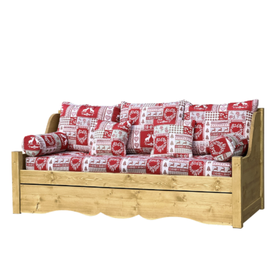 Canapé Gigogne Jura en Pin Massif – Chambéry rouge Canapés Gigognes en Bois Massif meublespin.fr - mobilier et de décoration de style montagne ou chalet- meubles en pin, mobilier en bois massif de qualité, canapés convertibles - https://meublespin.fr