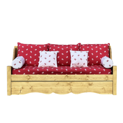 Canapé Gigogne Jura en Pin Massif – Edelweiss rouge Canapés Gigognes en Bois Massif meublespin.fr - mobilier et de décoration de style montagne ou chalet- meubles en pin, mobilier en bois massif de qualité, canapés convertibles - https://meublespin.fr