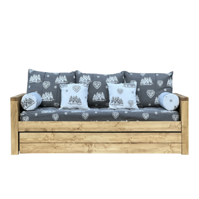 Canapé fixe 4 places Montana en Pin Massif – Courchevel gris Canapés fixes meublespin.fr - mobilier et de décoration de style montagne ou chalet- meubles en pin, mobilier en bois massif de qualité, canapés convertibles - https://meublespin.fr