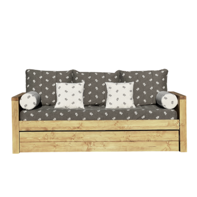 Canapé fixe 4 places Montana en Pin Massif – Edelweiss gris Canapés fixes meublespin.fr - mobilier et de décoration de style montagne ou chalet- meubles en pin, mobilier en bois massif de qualité, canapés convertibles - https://meublespin.fr