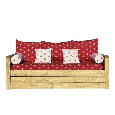 Canapé fixe 4 places Montana en Pin Massif – Edelweiss rouge Canapés fixes meublespin.fr - mobilier et de décoration de style montagne ou chalet- meubles en pin, mobilier en bois massif de qualité, canapés convertibles - https://meublespin.fr