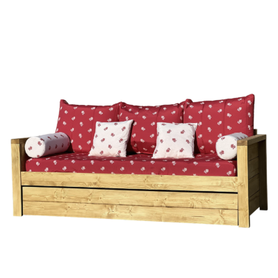 Canapé fixe 4 places Montana en Pin Massif – Edelweiss rouge Canapés fixes meublespin.fr - mobilier et de décoration de style montagne ou chalet- meubles en pin, mobilier en bois massif de qualité, canapés convertibles - https://meublespin.fr