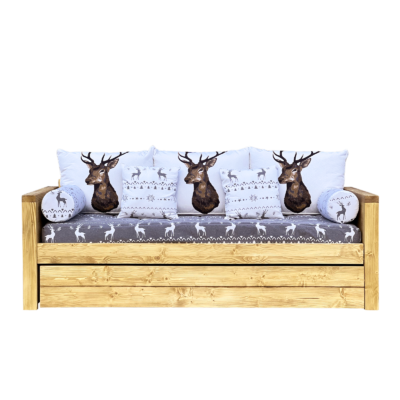 Canapé fixe 4 places Montana en Pin Massif – Grand cerf gris Canapés fixes meublespin.fr - mobilier et de décoration de style montagne ou chalet- meubles en pin, mobilier en bois massif de qualité, canapés convertibles - https://meublespin.fr