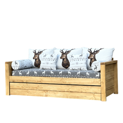 Canapé fixe 4 places Montana en Pin Massif – Grand cerf gris Canapés fixes meublespin.fr - mobilier et de décoration de style montagne ou chalet- meubles en pin, mobilier en bois massif de qualité, canapés convertibles - https://meublespin.fr