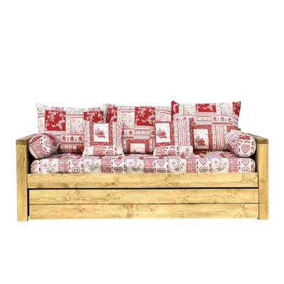 Canapé fixe 4 places Montana en Pin Massif – Vanoise rouge Canapés fixes meublespin.fr - mobilier et de décoration de style montagne ou chalet- meubles en pin, mobilier en bois massif de qualité, canapés convertibles - https://meublespin.fr