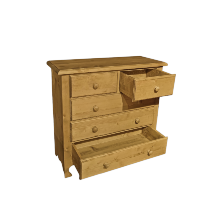 Commode 5 Tiroirs Chamonix en Pin Massif 90 cm Chamonix meublespin.fr - mobilier et de décoration de style montagne ou chalet- meubles en pin, mobilier en bois massif de qualité, canapés convertibles - https://meublespin.fr
